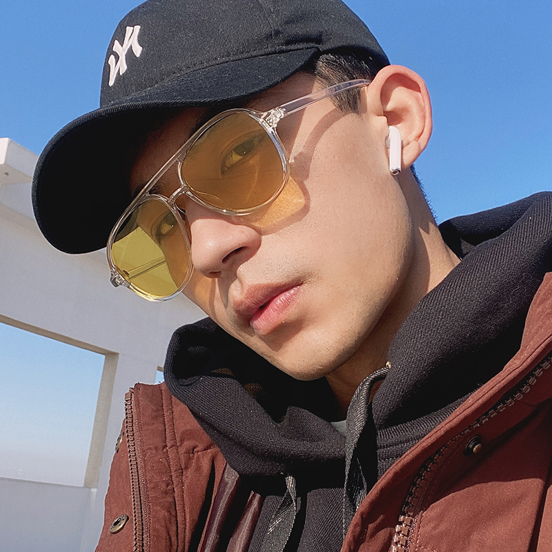 Aviator-style men's toad mirror sunglasses night vision yellow polarized anti-UV has degree sunglasses women's tide