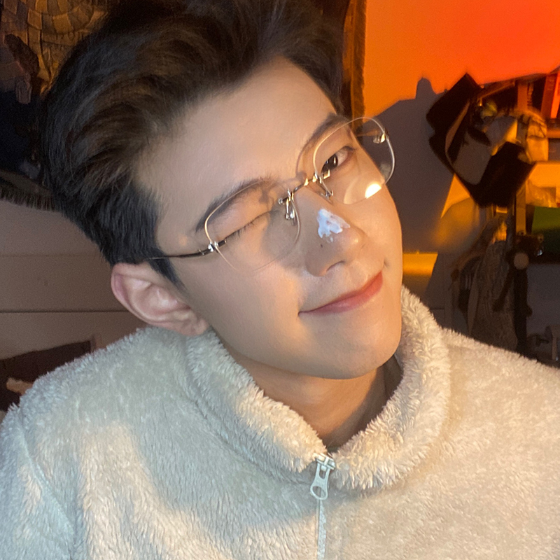 Xiaohongshu frameless net red student with myopia degree anti-blue light radiation plain light glasses frame men and women tide