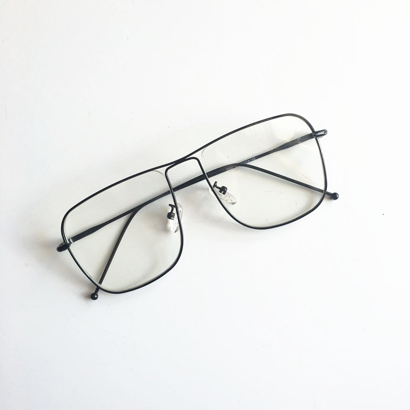 Kính lớn hộp nữ phiên bản Hàn Quốc của nghệ thuật retro retro mặt mỏng kim loại hoang dã phẳng ánh sáng kính khung nam và nữ thủy triều kính gentle monster south side