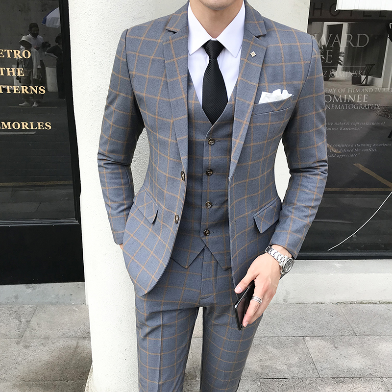 British suit men's suit Han edition Men's Groupe suit three pieces of business dress groom wedding dress