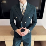 Металлический классический костюм в английском стиле, изысканный стиль, в британском стиле, облегающий крой