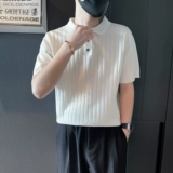 Трикотажная шелковая футболка polo, летняя трендовая тонкая рубашка для отдыха, в корейском стиле