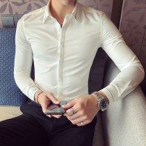 Spring and autumn mens white shirt with long sleeves fit for Han version Business casual shirt trend handsome hairstylist Chaobou Mens clothes