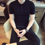 Тонкая трендовая шелковая футболка с коротким рукавом, эластичная трикотажная футболка polo для отдыха, в корейском стиле, облегающий крой