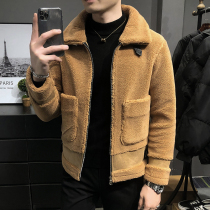Lamb plush jacket male autumn winter 2022 new fur integrated mens wool jacket sashimi with short wave mens clothing