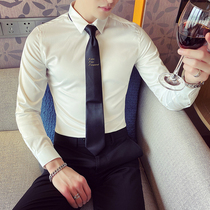 Shirt men long sleeve Korean version of the trend non-iron business dress white shirt British slim handsome bar professional wear