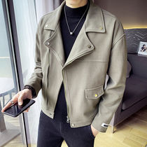 Woolen coat mens autumn and winter 2021 New jacket jacket Korean version of the trend short thick woolen trench coat English style