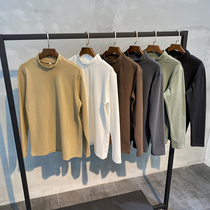 Autumn and Winter half turtleneck base shirt mens casual trend warm fleece mens long sleeve T-SHIRT Wild