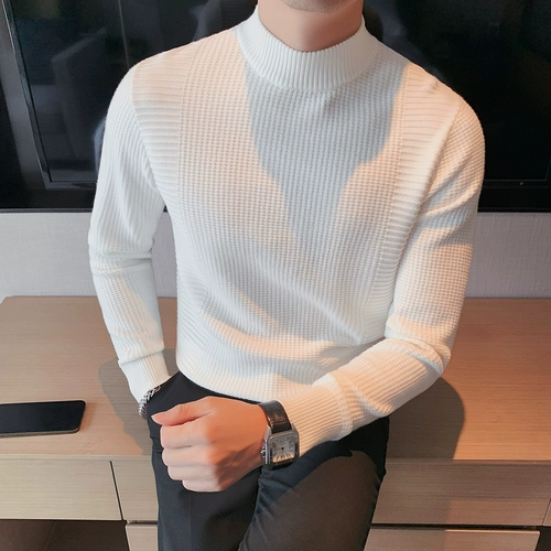 Удерживающий тепло базовый приятный телу трендовый трикотажный свитер для отдыха, высокий воротник, увеличенная толщина