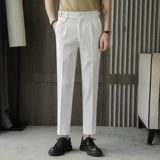 Осенние белые трендовые штаны для отдыха, костюм, пиджак классического кроя, изысканный стиль, свободный прямой крой