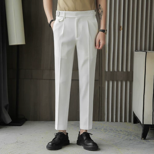 Осенние белые трендовые штаны для отдыха, костюм, пиджак классического кроя, изысканный стиль, свободный прямой крой