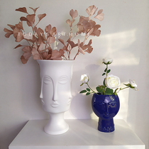 Nordic Muus Personality Face Art Vases Style Ceramic Flower Arrangement Decoration Folk Living Room Floral Light Extravagant