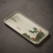 Ceramic pot holding pot holding water dry brewing table tea set tea tray Japanese rust glaze antique hand-painted landscape raising pot tea bearing