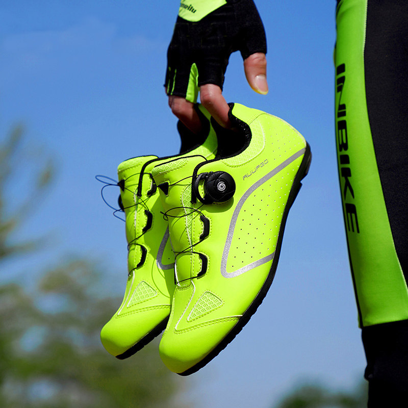Fashion Walk Professional No Lock Riding Shoes Men Mountaineering Car Road Bike Shoes Women Non Lock Hard Bottom Moped Biking Bike Shoes