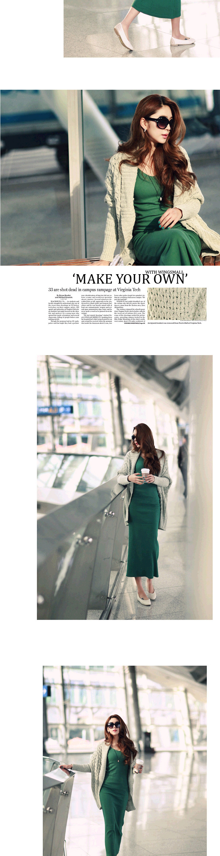 Korean women's new autumn and winter long-sleeved long knitted long skirt Slim base skirt NSYF1078