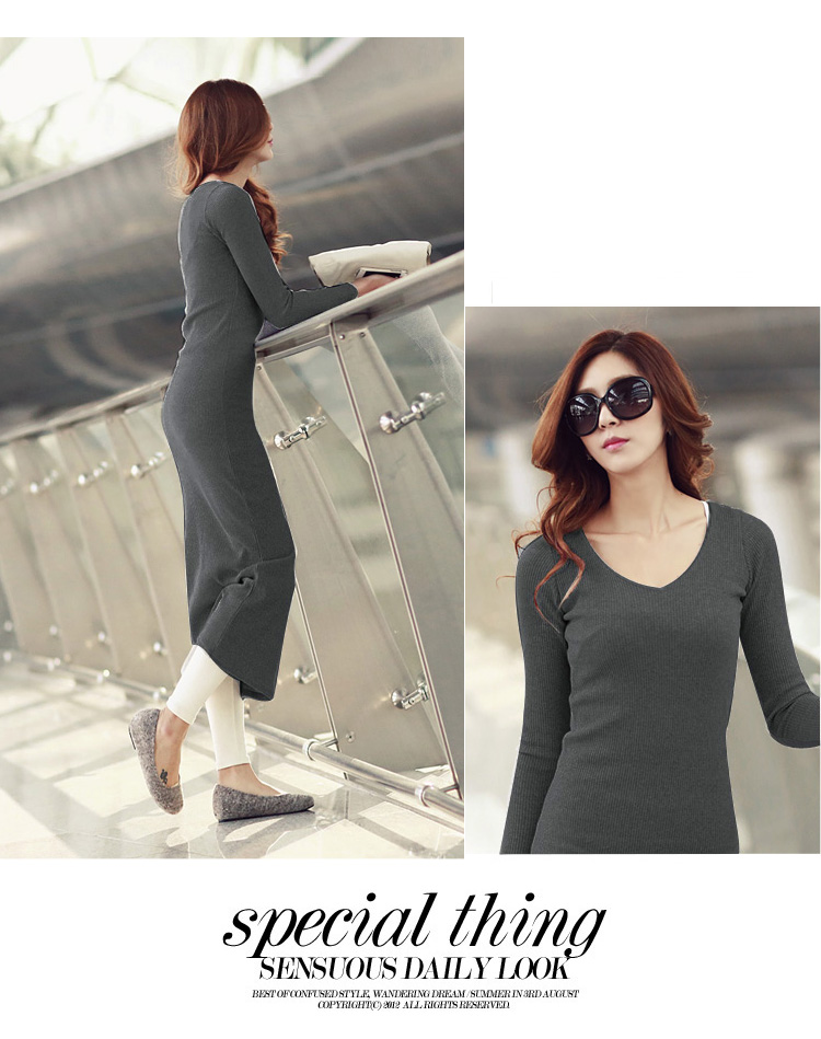 Korean women's new autumn and winter long-sleeved long knitted long skirt Slim base skirt NSYF1078