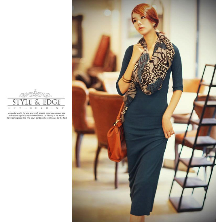 Korean women s new autumn and winter long-sleeved long knitted long skirt Slim base skirt NSYF1078