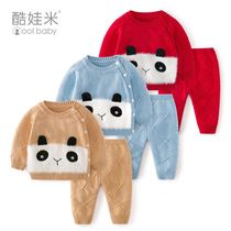 Baby sweater suit Male newborn line cardigan Knitwear Baby spring and autumn clothes Female jacket 0-3 years old