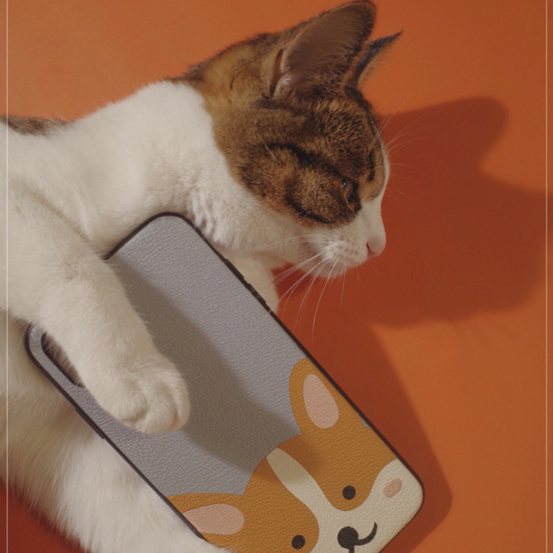 Suitable for iphone112promaxs mobile phone protection shell Corky cartoon cute apples with handmade leather