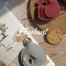 Simple size elephant bag pendant sheepskin leather couple key chain birthday gift decoration inside handmade leather goods custom