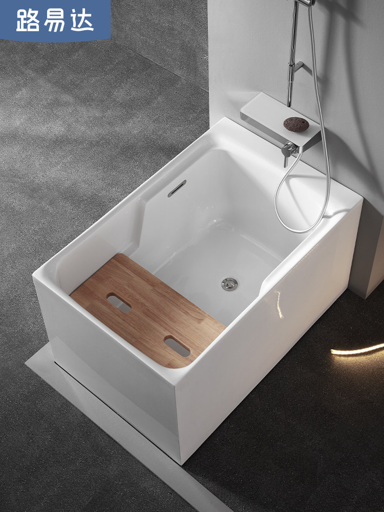 Luida small apartment bathtub Acrylic household sitting Japanese mini bathtub 0 9 1m-1 3m deep bubble