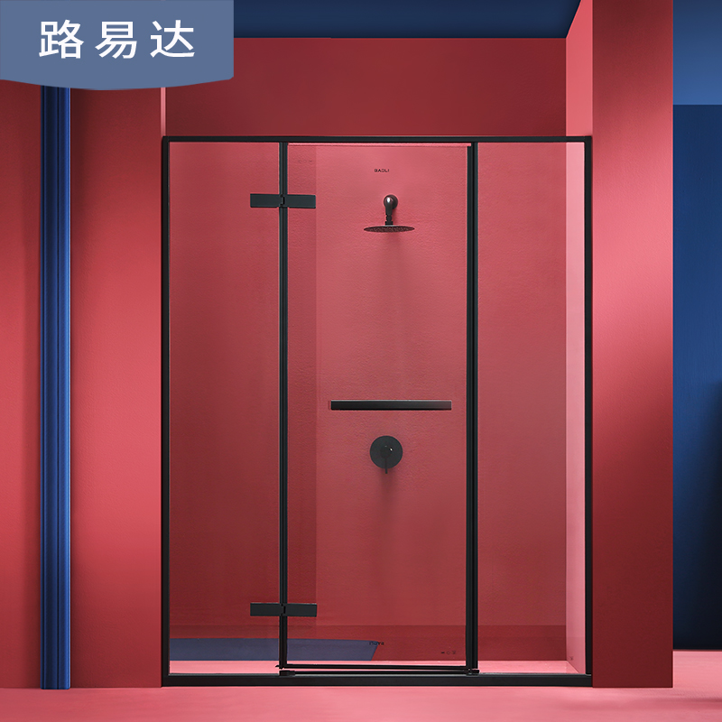 Luida Shower Room A Glyph Black 304 Stainless Steel Home Bathroom Partition Glass Flat Door Custom
