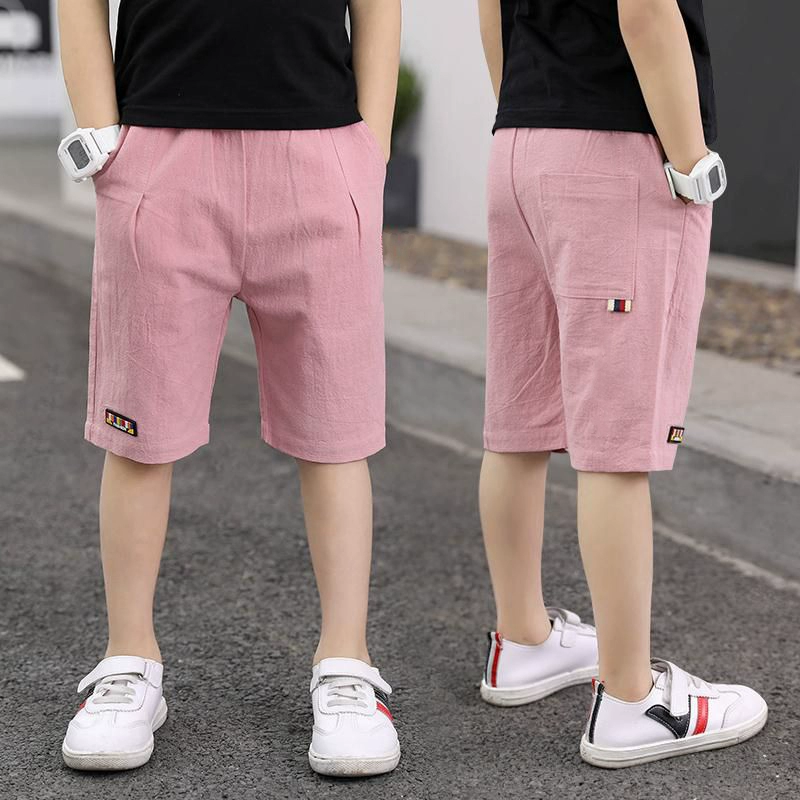 Big boy mùa hè quần short 5 nửa quần 7 giản dị 8 bé trai quần 6 mùa hè quần crop 13 tuổi - Quần short