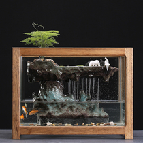Water Flow Instrumental Fish Tank Fountain Chinese Style Home Pendulum microscape Feng Shui Desktop Furnishing Office clubhouse decorations