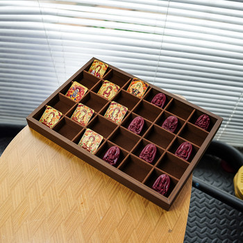 30-grid wooden jewelry and toys storage tray