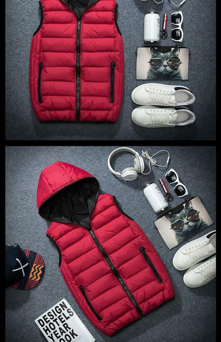 Áo vest mỏng Áo khoác trùm đầu cotton Quần yếm DIY xuống áo vest cotton mùa thu vest tùy chỉnh vest nam trung niên