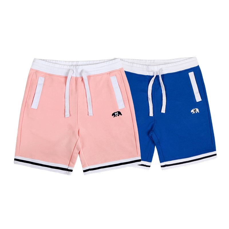 MCREW giải trí thể dục thể thao đan nhẹ màu hồng tương phản màu xanh khâu logo thêu quần short panty - Quần Jogger