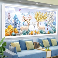 Cross -Stitch Diamond Emlemery 2023 Новая полная алмазная гостиная лось 5D Crystal Dot Brick Paint