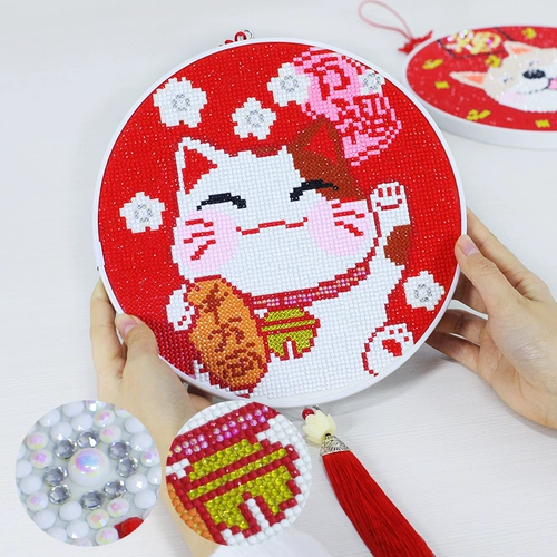 5D Diamond Painting слегка 2021 Новая гостиная с полной бриллиантовой стежкой кирпич и каменная картина Бесплатная монтажная рама круглой ремней набор кошки