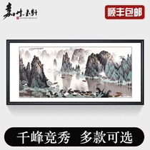 Landscape painting Qianfeng Jingxiu Qingshan Green water painting Snow Stone Chinese painting Modern Chinese living room decoration painting office hanging