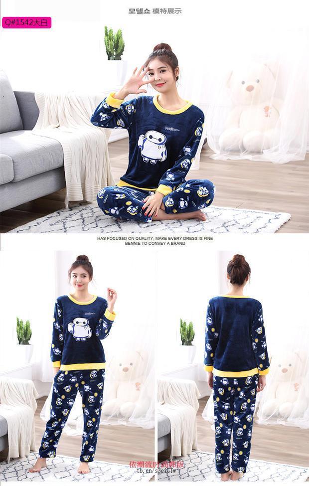 Đồ ngủ nữ mùa đông béo cộng với phân bón XL san hô Flannel dày mỡ mm đầu 200 kg dịch vụ tại nhà đồ ngủ nữ