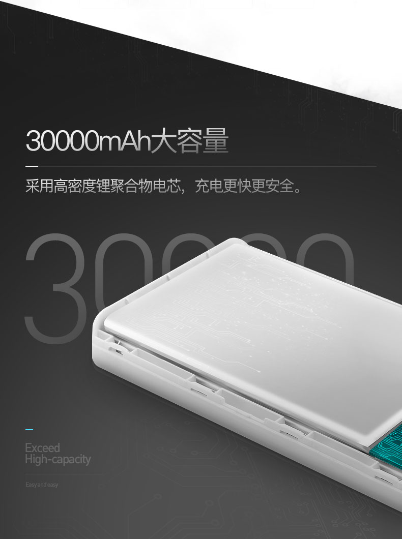 Kezhi polymer 30.000 mAh thông minh sạc kho báu MIUI điện thoại di động phổ công suất lớn sạc nhanh điện thoại di động cung cấp vivo millo oppo Huawei chuyên dụng 7 P công suất lớn 8 polymer hiển thị kỹ thuật số màn hình