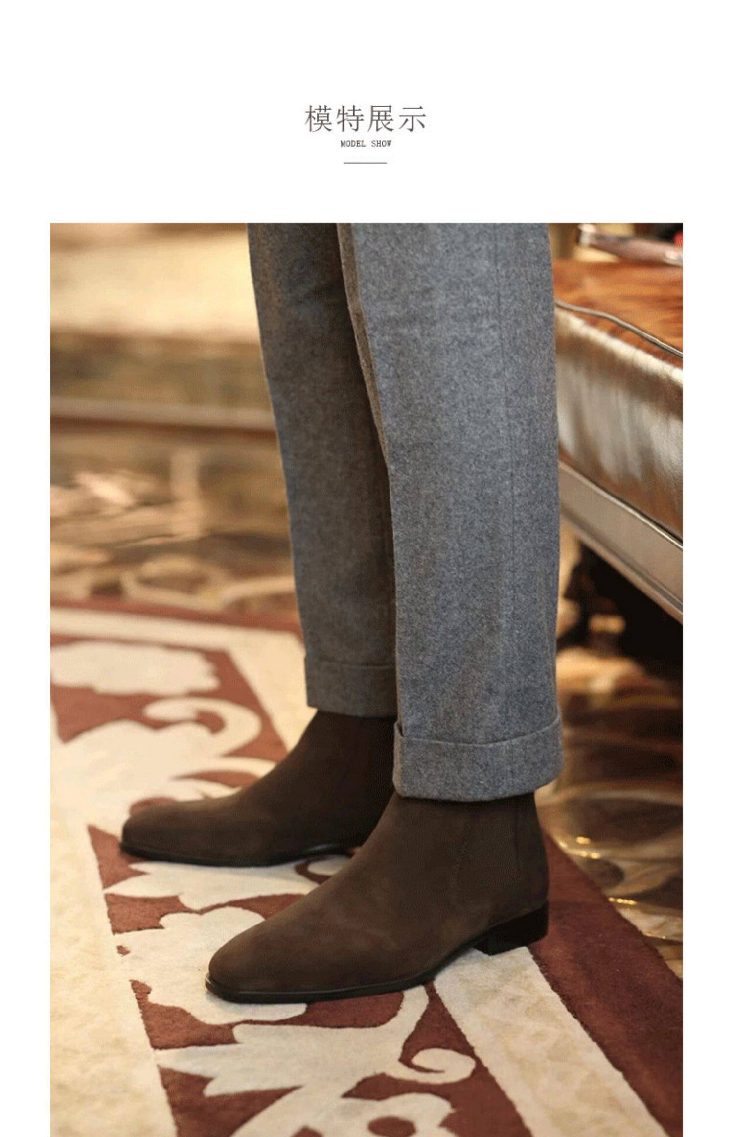 Челси сапоги chelsea切尔西靴男靴子boots马丁短靴英伦反绒冬季真皮靴高帮男鞋