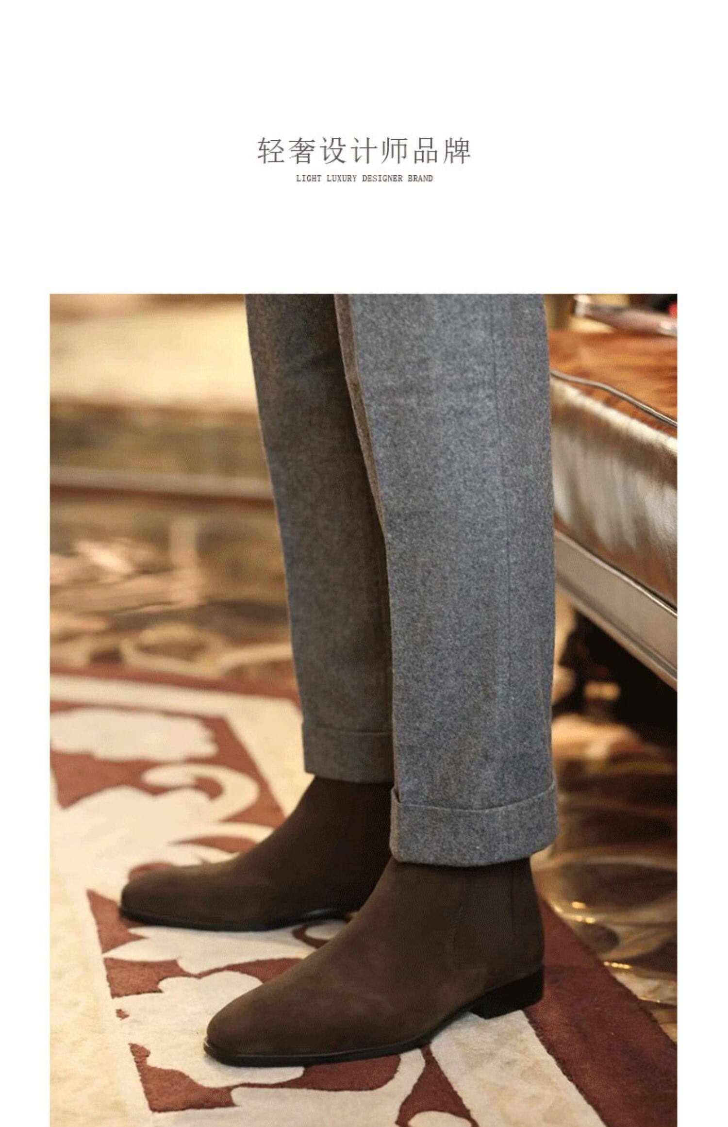 Челси сапоги chelsea切尔西靴男靴子boots马丁短靴英伦反绒冬季真皮靴高帮男鞋