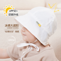 South Korea Imported Baby Hat Summer Ultra Light Thin Children Great Eatery Sunscreen Cap Small Baby Ice Sensation Cool Cap Windproof Rope