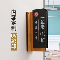 Customized side-loading solid wood School class Department wooden door vertical company office wooden sign finance room