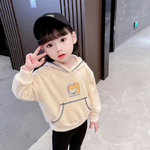 Baby girl autumn hooded sweater childrens 2022 new cotton one-year-old girl autumn clothes foreign style spring and autumn tops