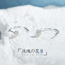 JG small rose stud earrings earrings female 925 sterling silver temperament exquisite Korean simple fashion ear hook earrings personality