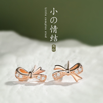 JG bow stud earrings 2020 New Tide Simple versatile sterling silver temperament earring face thin earring small