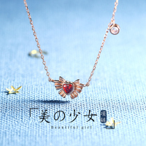 JG beautiful girl necklace colored silver 925 sterling silver rose gold neck chain thraping heart ins personality short choker