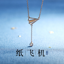 JG paper airplane necklace 925 sterling silver ulzzang choker student birthday rose Kinson temperament neck chain