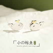 JG small whale earrings female sterling silver temperament simple Korean cute personality face thin earrings small net red