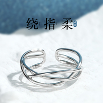JG winding ring female 925 sterling silver food finger ring simple thin student hipster chic index finger personality