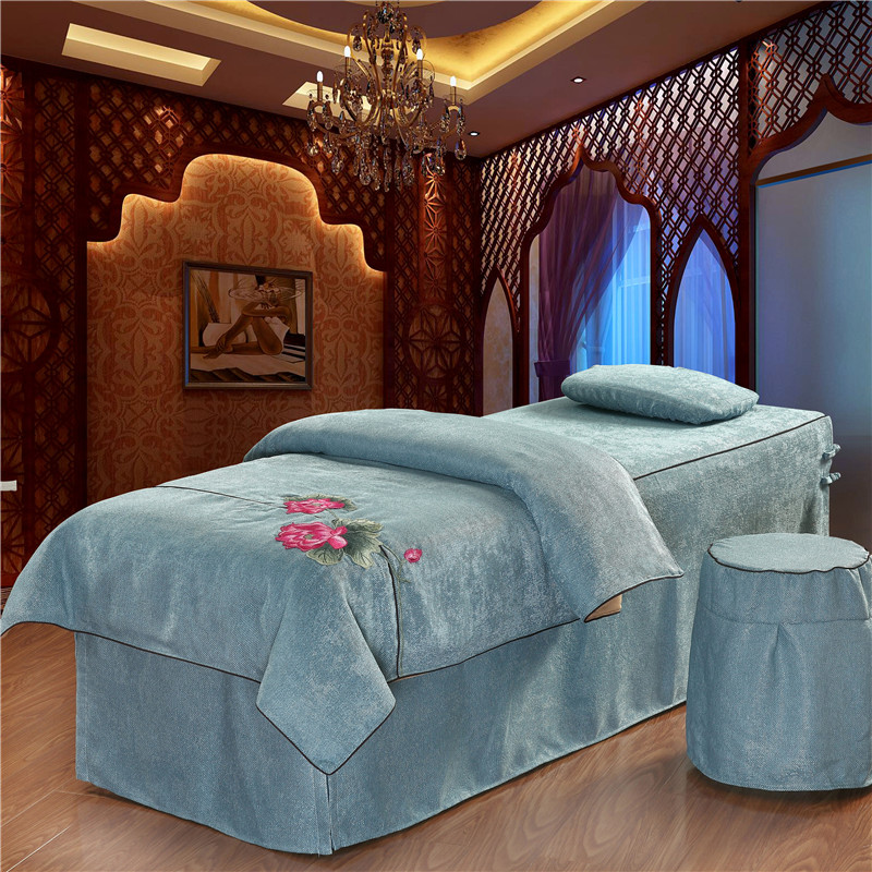 Một gia đình bốn màu cao cấp bông bedspread thẩm mỹ viện điều trị massage trải giường có thể được tùy chỉnh đơn giản vẻ đẹp bedspread châu Âu - Trang bị tấm mua khăn trải giường spa