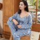 Bộ đồ ngủ cho con bú thời trang mùa xuân và mùa thu cotton nhà ấm áp bộ ba mảnh của bộ đồ ngủ bà bầu muộn Quần áo bà bầu Nhật Bản - Giải trí mặc / Mum mặc