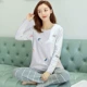 Tháng quần áo mùa xuân và mùa thu cotton sau sinh cho con bú Bà mẹ mùa thu phụ trợ cho ăn sữa quần áo đồ ngủ nhà nữ - Giải trí mặc / Mum mặc